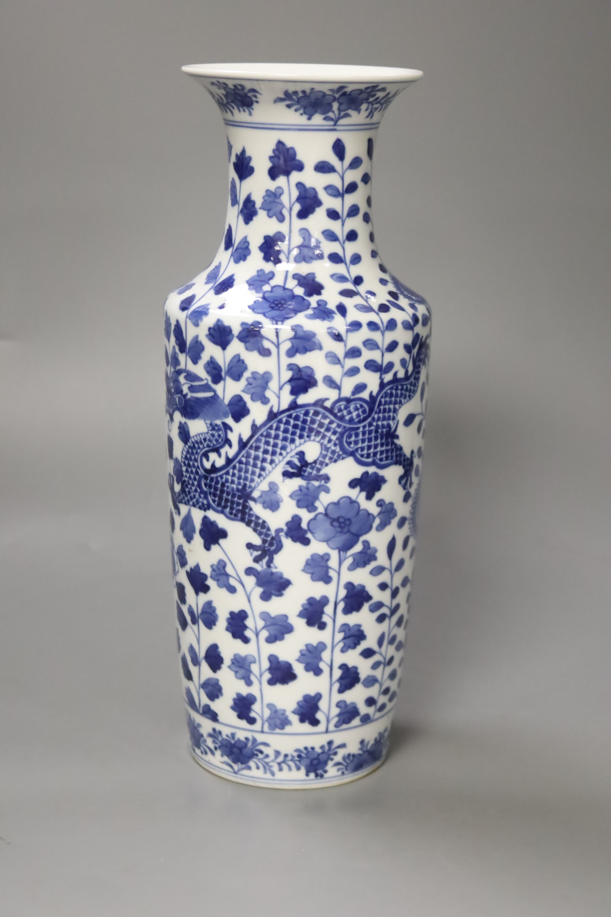 A Chinese blue and white dragon vase, height 30cm